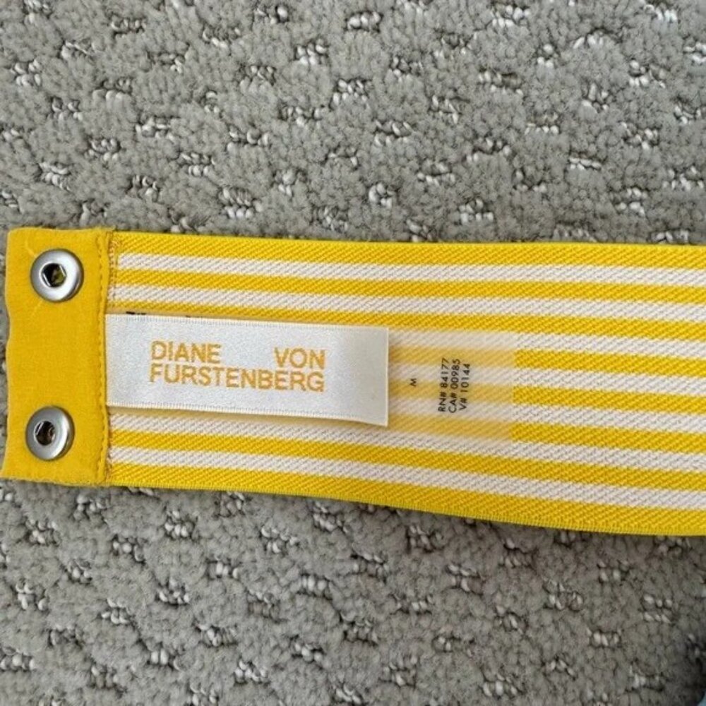 Diane Von Furstenberg Belted One Piece Swimsuit Blue Stripe Yellow Belt Size M - Picture 8 of 11